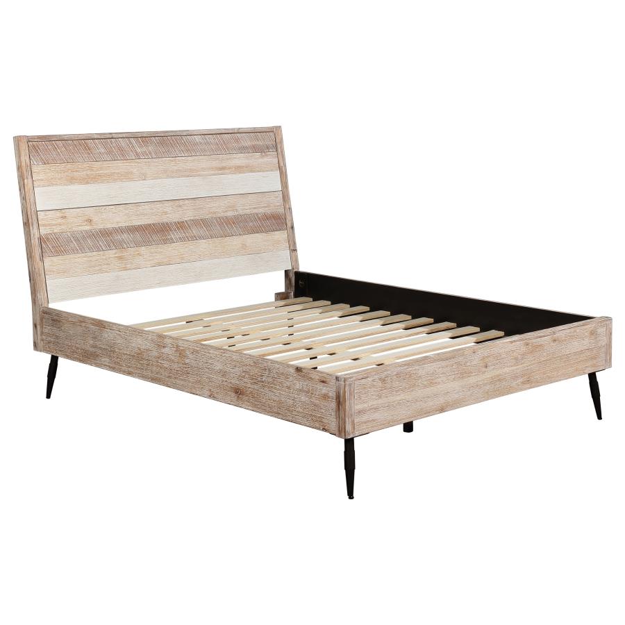 (image for) Marlow Wood Queen Panel Bed Rough Sawn Multi