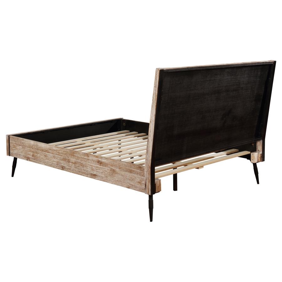 (image for) Marlow Wood Queen Panel Bed Rough Sawn Multi