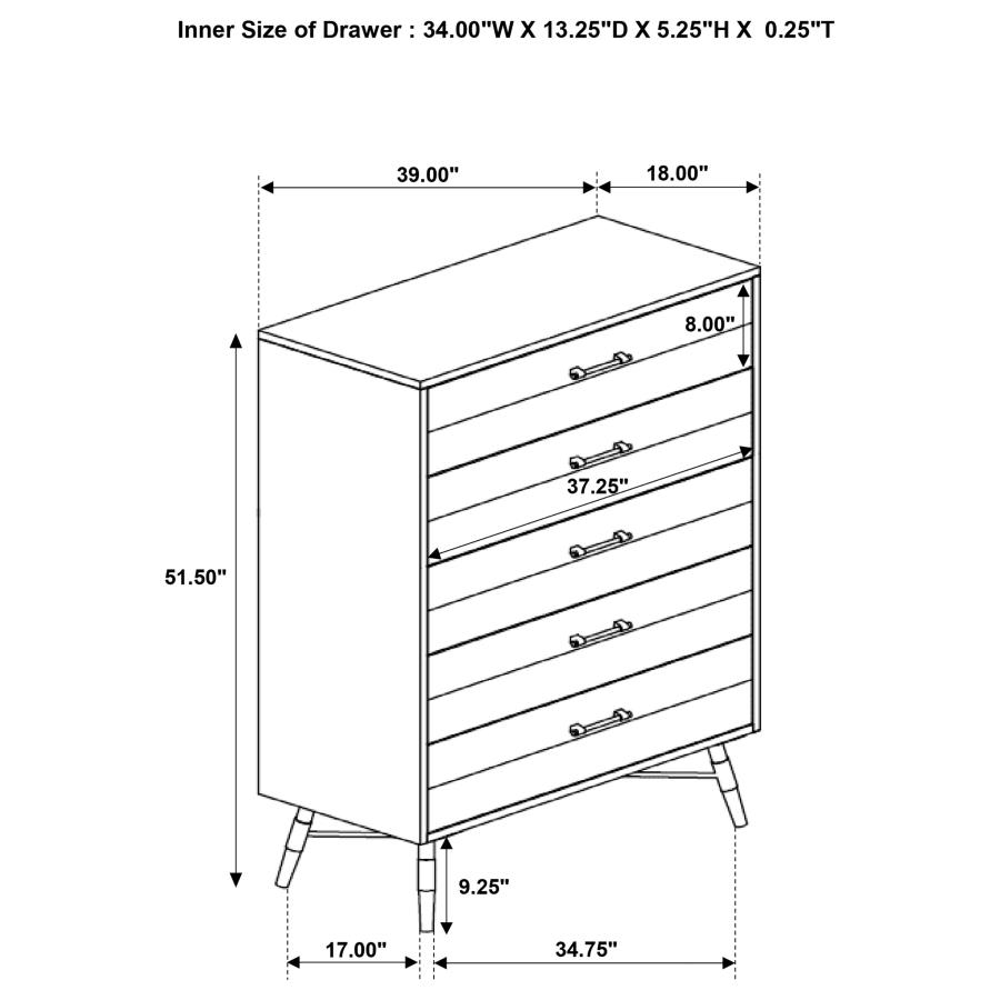 (image for) Marlow 5-drawer Bedroom Chest Rough Sawn Multi