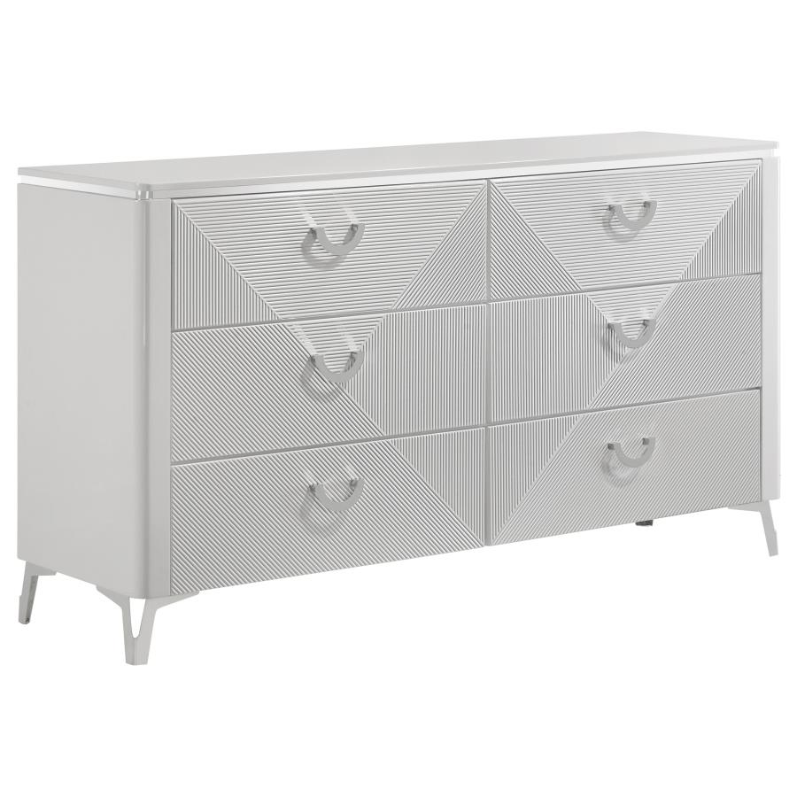 (image for) Cassia 6-drawer Bedroom Dresser Cabinet White High Gloss