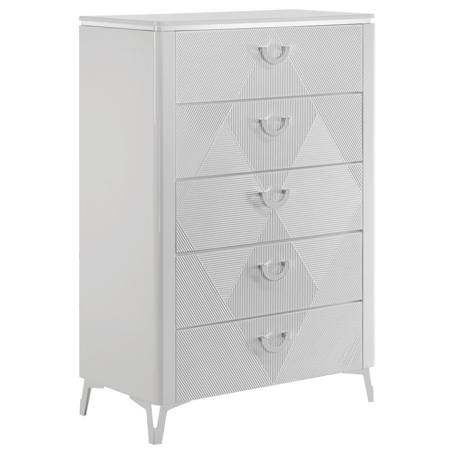 (image for) Cassia 5-drawer Bedroom Chest of Drawers White High Gloss