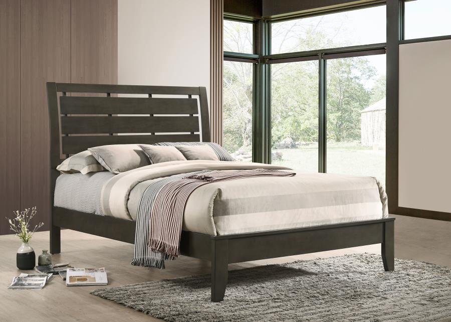 (image for) Serenity Wood Full Panel Bed Mod Grey