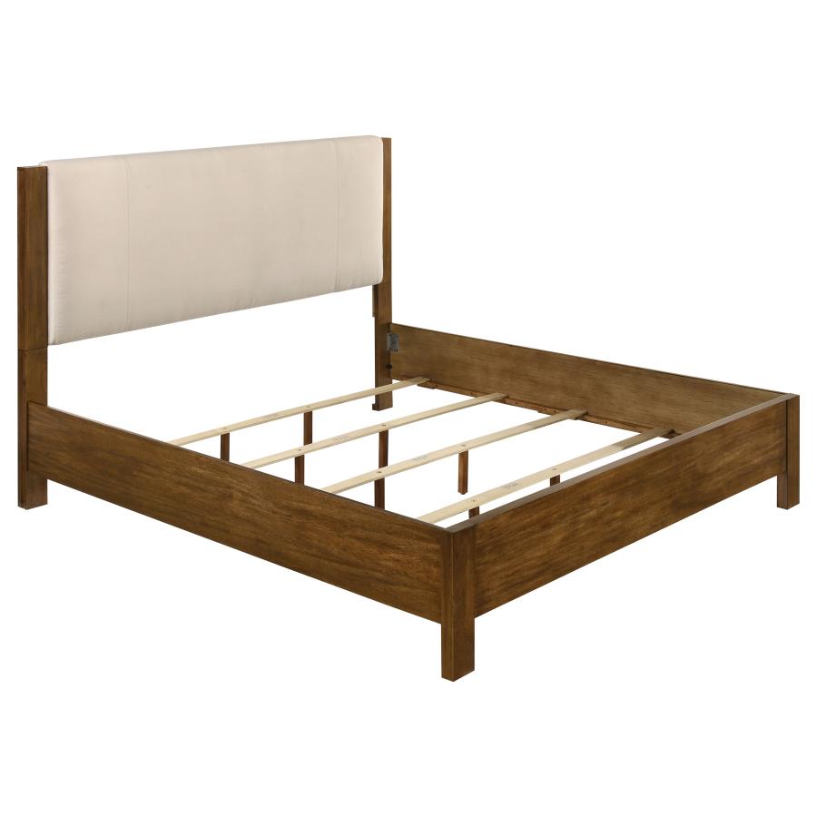 (image for) Adderley Eastern King Wood Panel Bed Cream and Warm Brown