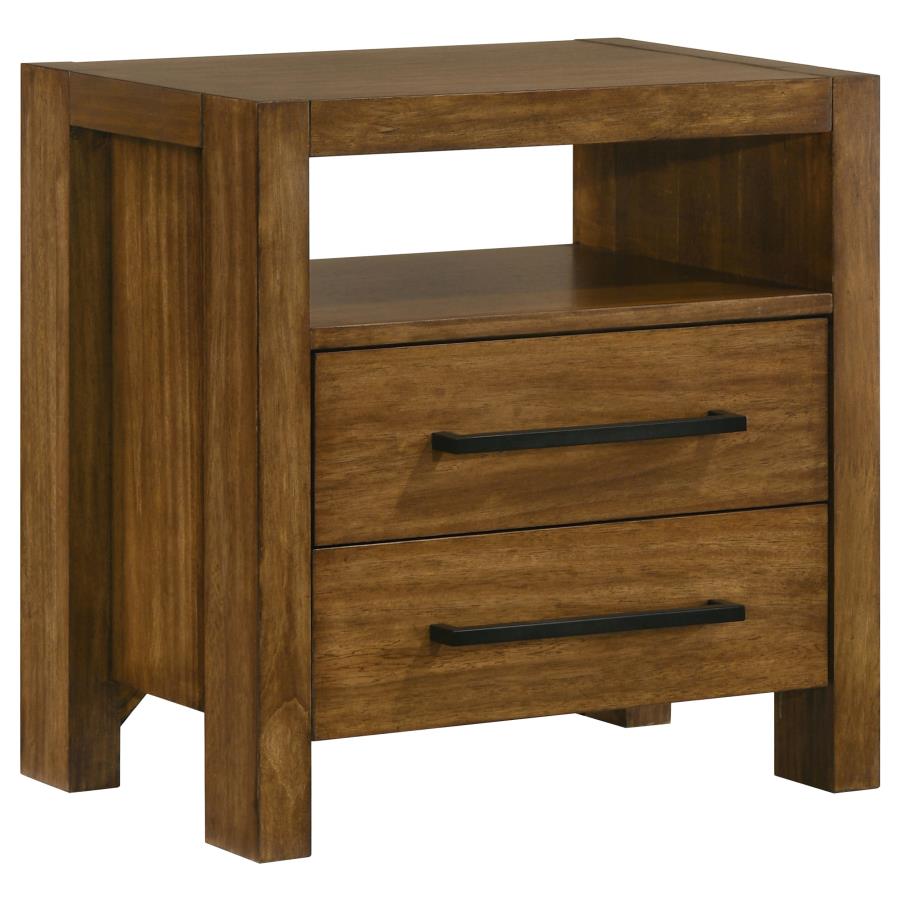 (image for) Adderley 2-drawer Nightstand Bedside Table Warm Brown