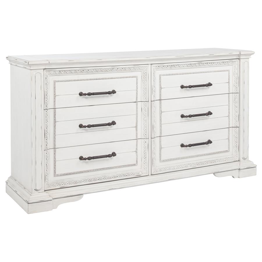 (image for) McKinney 6-drawer Bedroom Dresser Cabinet Vintage White