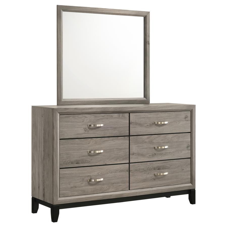 (image for) Watson 6-drawer Bedroom Dresser and Mirror Light Taupe
