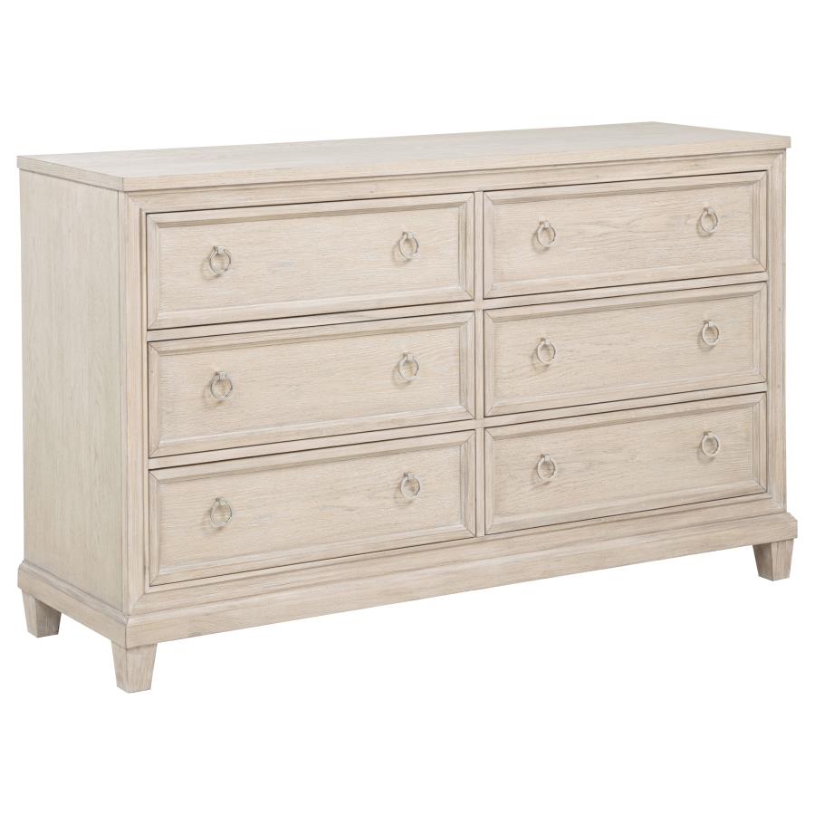 (image for) Pembroke 6-drawer Bedroom Dresser Cabinet Washed Oak