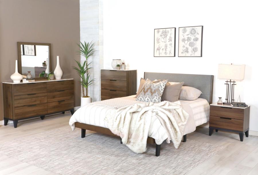 (image for) Mays Wood Eastern King Panel Bed Walnut