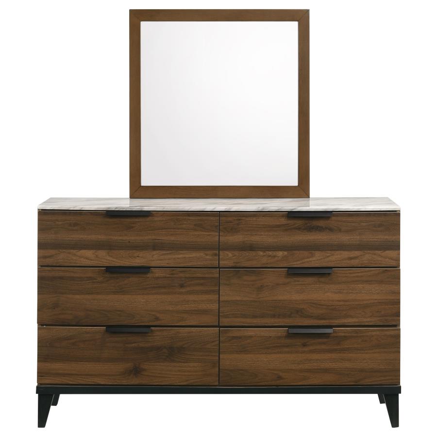 (image for) Mays 6-drawer Dresser with Mirror Walnut