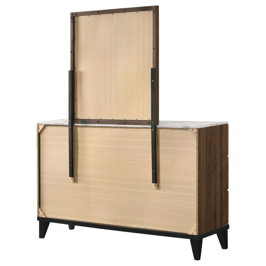 (image for) Mays 6-drawer Dresser with Mirror Walnut