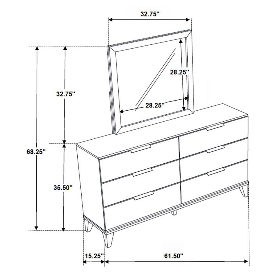 (image for) Mays 6-drawer Dresser with Mirror Walnut