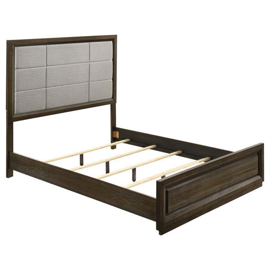 (image for) Atlas 63-inch Queen Upholstered Panel Bed Grey and Dark Oak