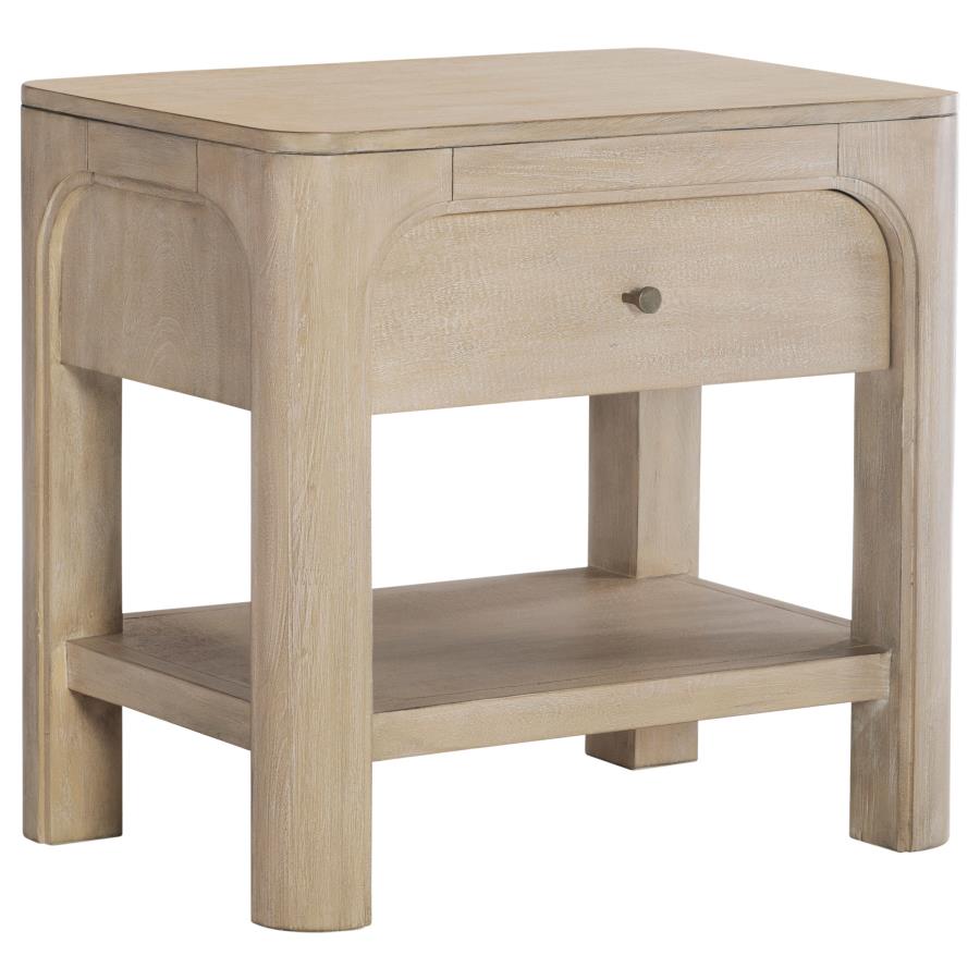 (image for) Solano 1-drawer Nightstand Bedside Table Weathered Mango