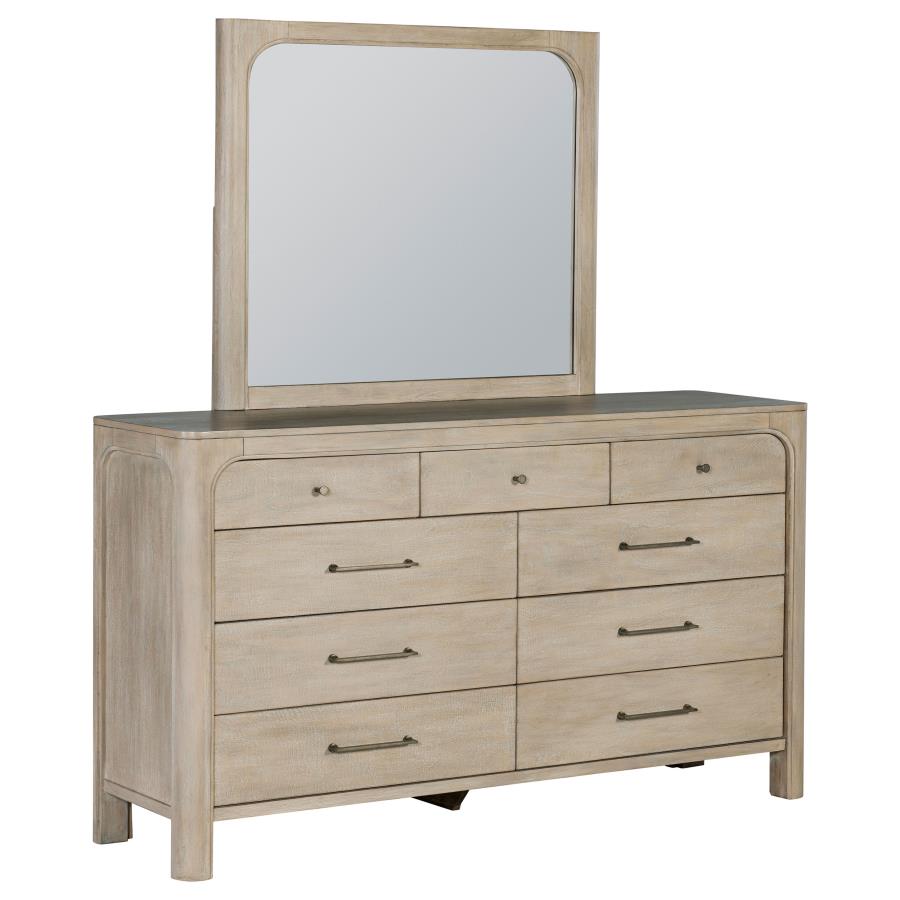 (image for) Solano 9-drawer Bedroom Dresser with Mirror Weathered Mango