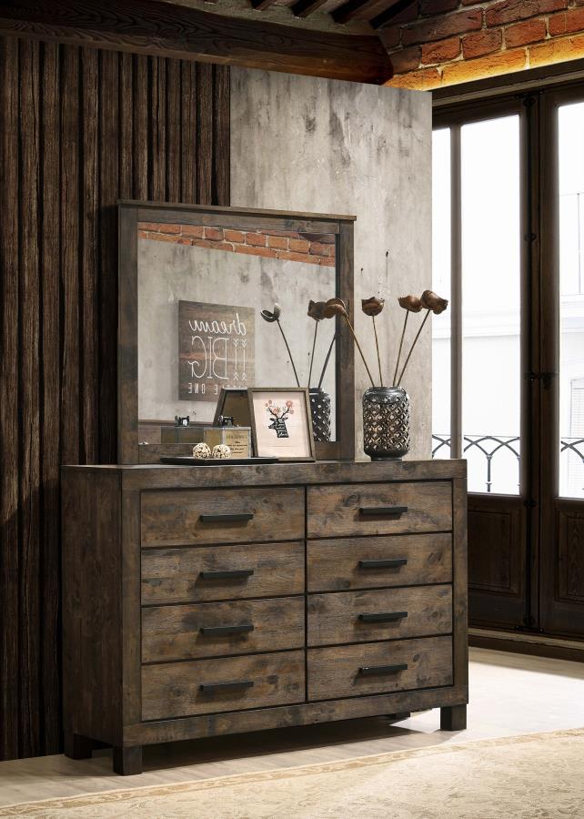 (image for) Woodmont 8-drawer Dresser with Mirror Rustic Golden Brown