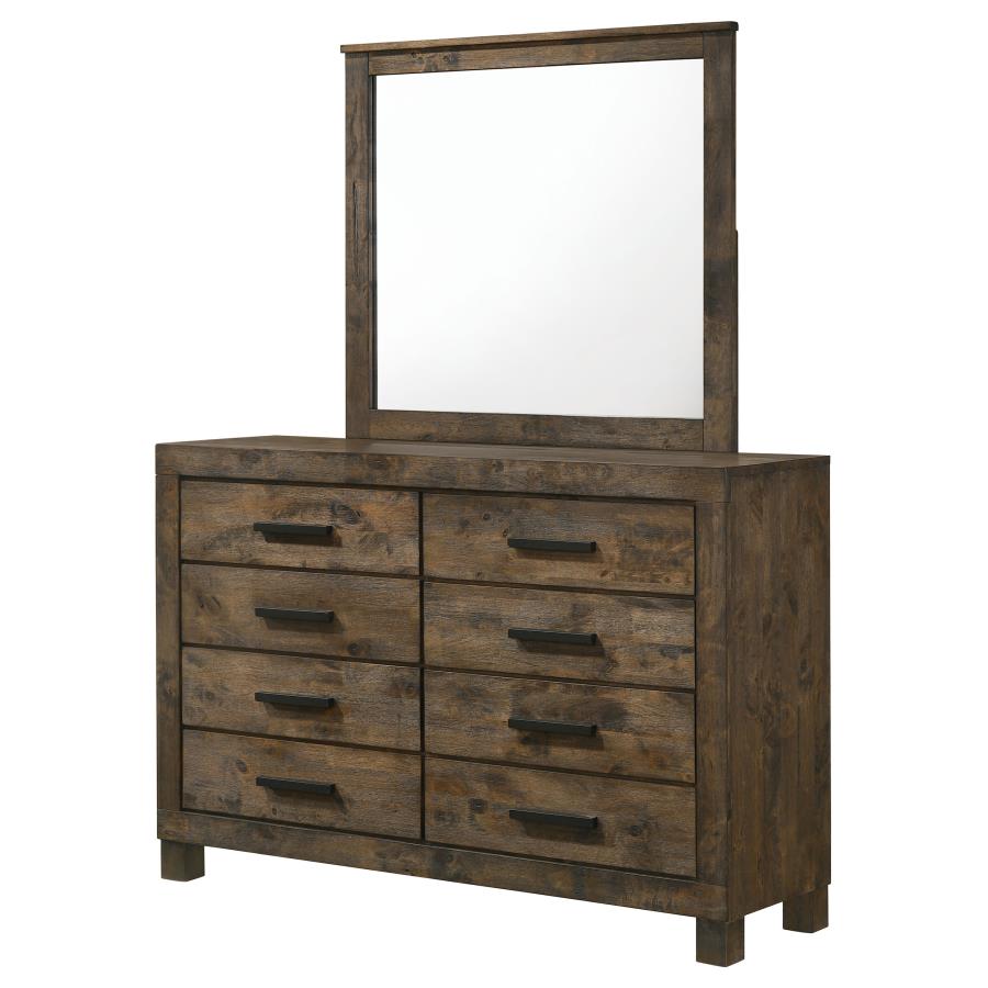 (image for) Woodmont 8-drawer Dresser with Mirror Rustic Golden Brown