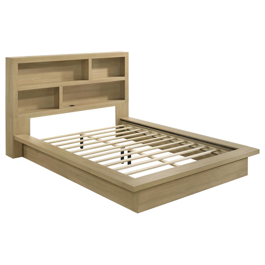 (image for) Hendricks Queen Bookcase Headboard Platform Bed Light Oak