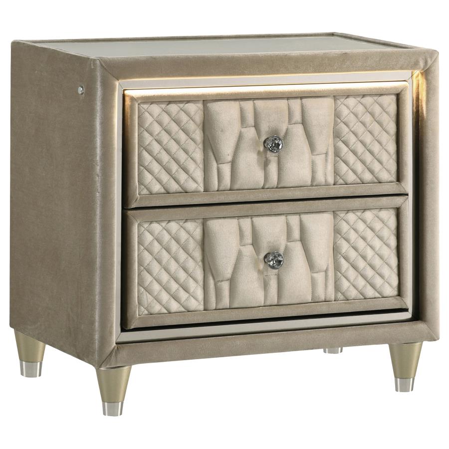 (image for) Lorient 2-drawer LED Nightstand with USB Ivory and Camel