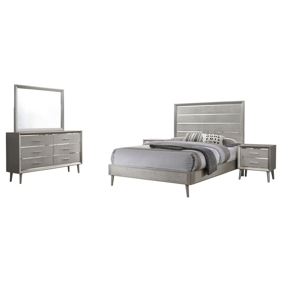 (image for) Ramon 4-piece Full Bedroom Set Metallic Sterling