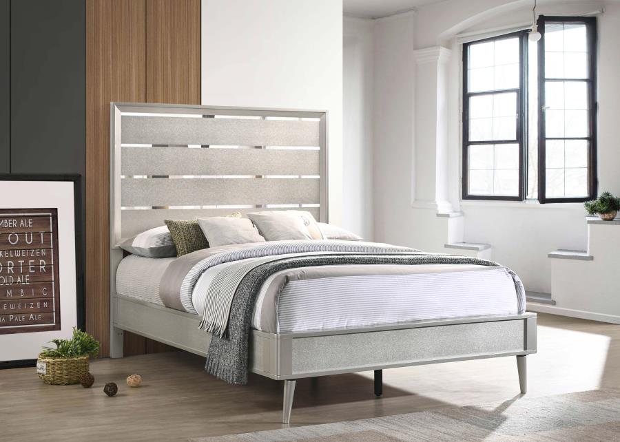 (image for) Ramon Wood Full Panel Bed Metallic Sterling