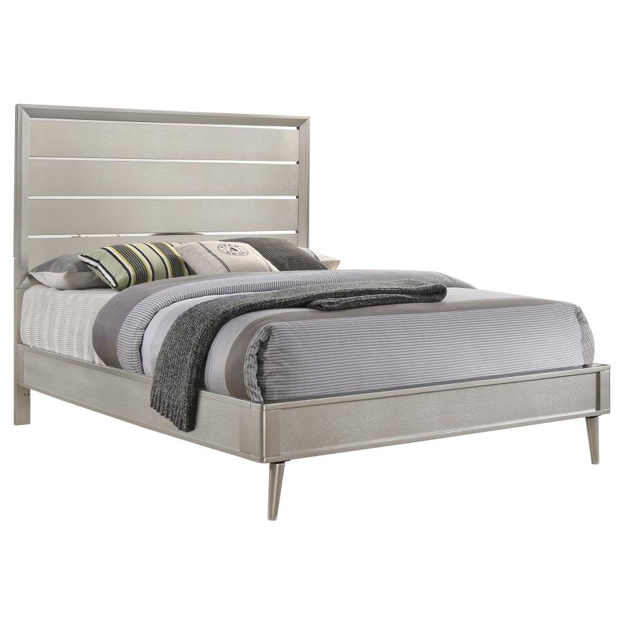 (image for) Ramon Wood Eastern King Panel Bed Metallic Sterling