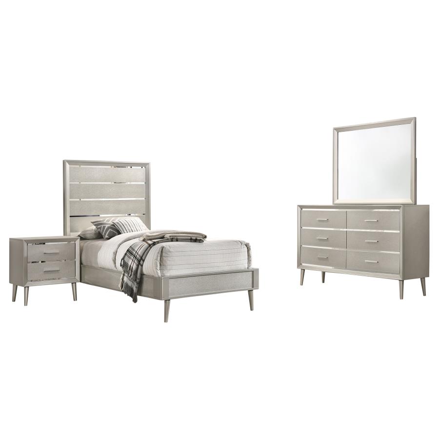 (image for) Ramon 4-piece Twin Bedroom Set Metallic Sterling