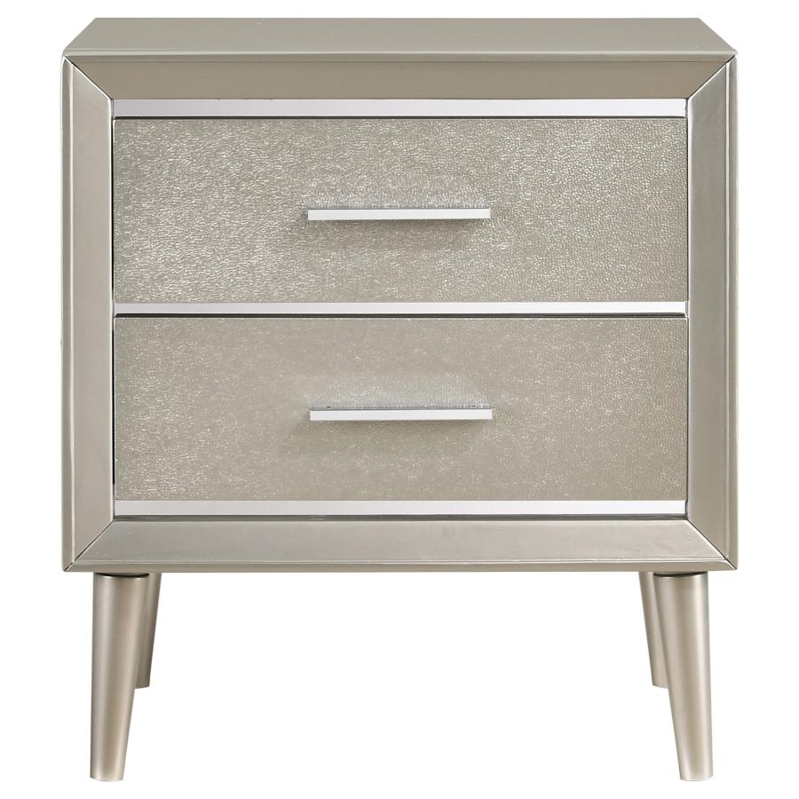 (image for) Ramon 2-drawer Nightstand Metallic Sterling