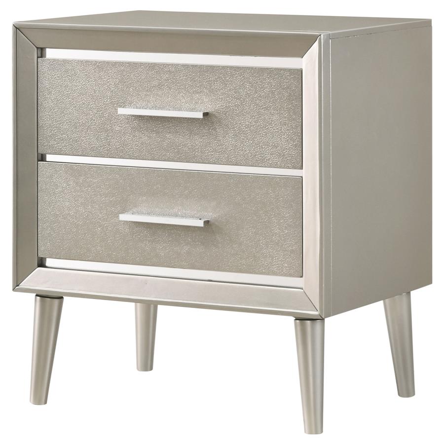 (image for) Ramon 2-drawer Nightstand Metallic Sterling