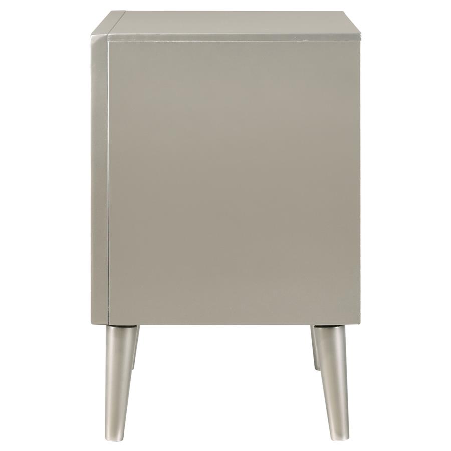 (image for) Ramon 2-drawer Nightstand Metallic Sterling