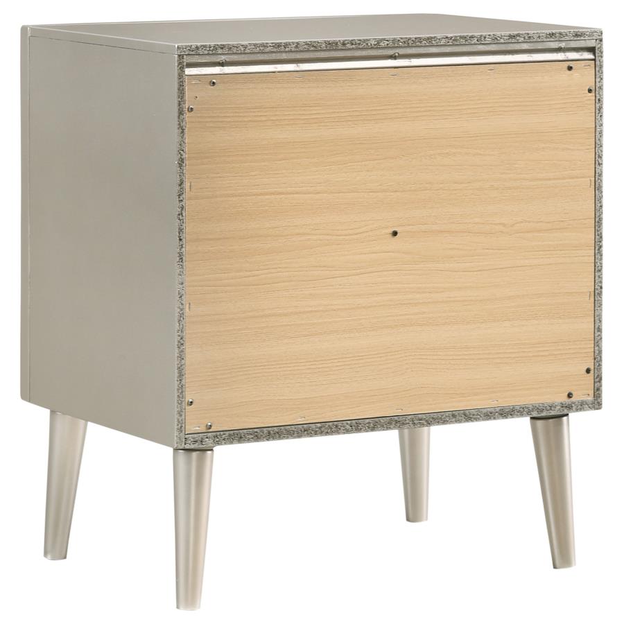 (image for) Ramon 2-drawer Nightstand Metallic Sterling