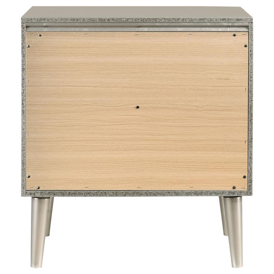 (image for) Ramon 2-drawer Nightstand Metallic Sterling