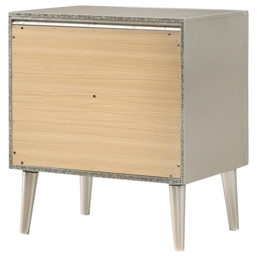 (image for) Ramon 2-drawer Nightstand Metallic Sterling