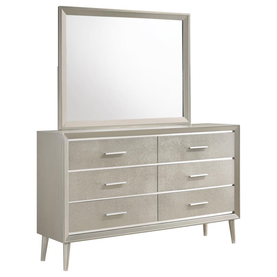 (image for) Ramon 6-drawer Dresser with Mirror Metallic Sterling