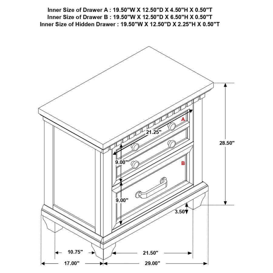 (image for) Bennington 2-drawer Nightstand Acacia Brown