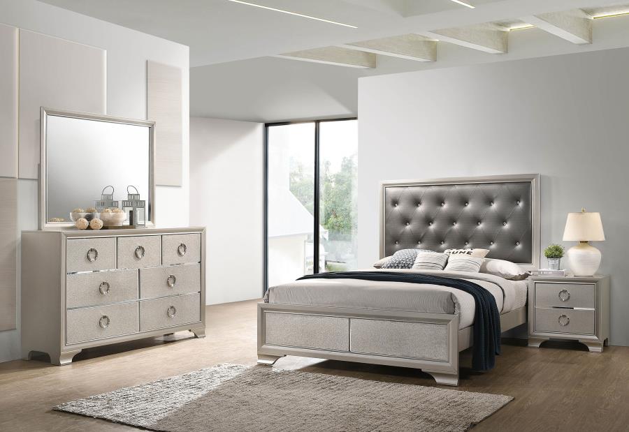 (image for) Salford 4-piece Eastern King Bedroom Set Metallic Sterling