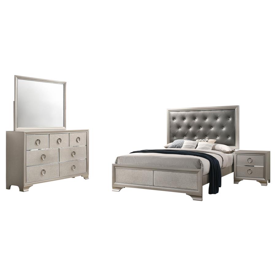 (image for) Salford 4-piece Eastern King Bedroom Set Metallic Sterling