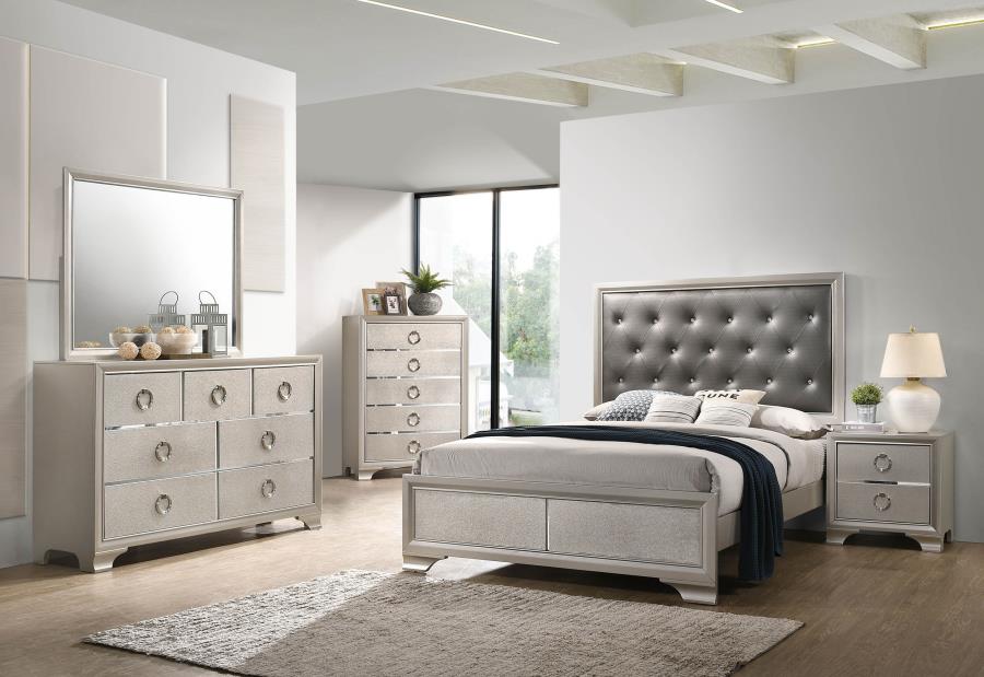 (image for) Salford 5-piece Eastern King Bedroom Set Metallic Sterling