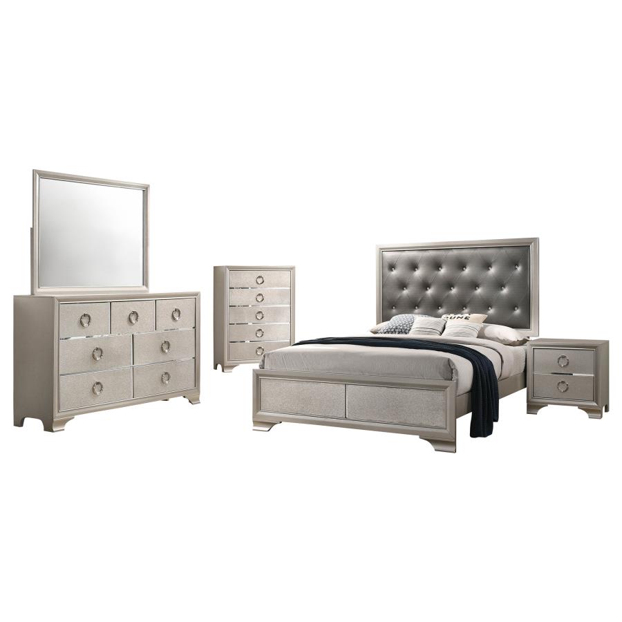 (image for) Salford 5-piece Eastern King Bedroom Set Metallic Sterling