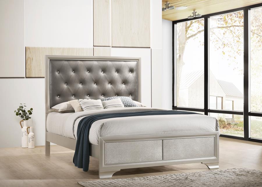 (image for) Salford Wood Eastern King Panel Bed Metallic Sterling 