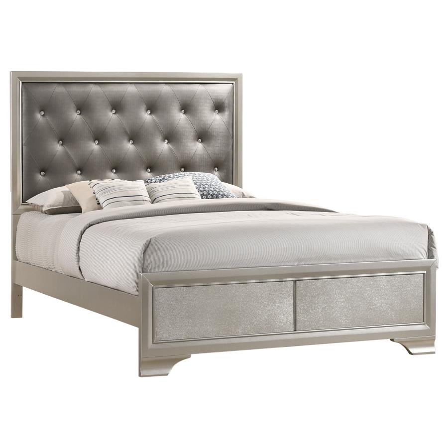 (image for) Salford Wood Eastern King Panel Bed Metallic Sterling 