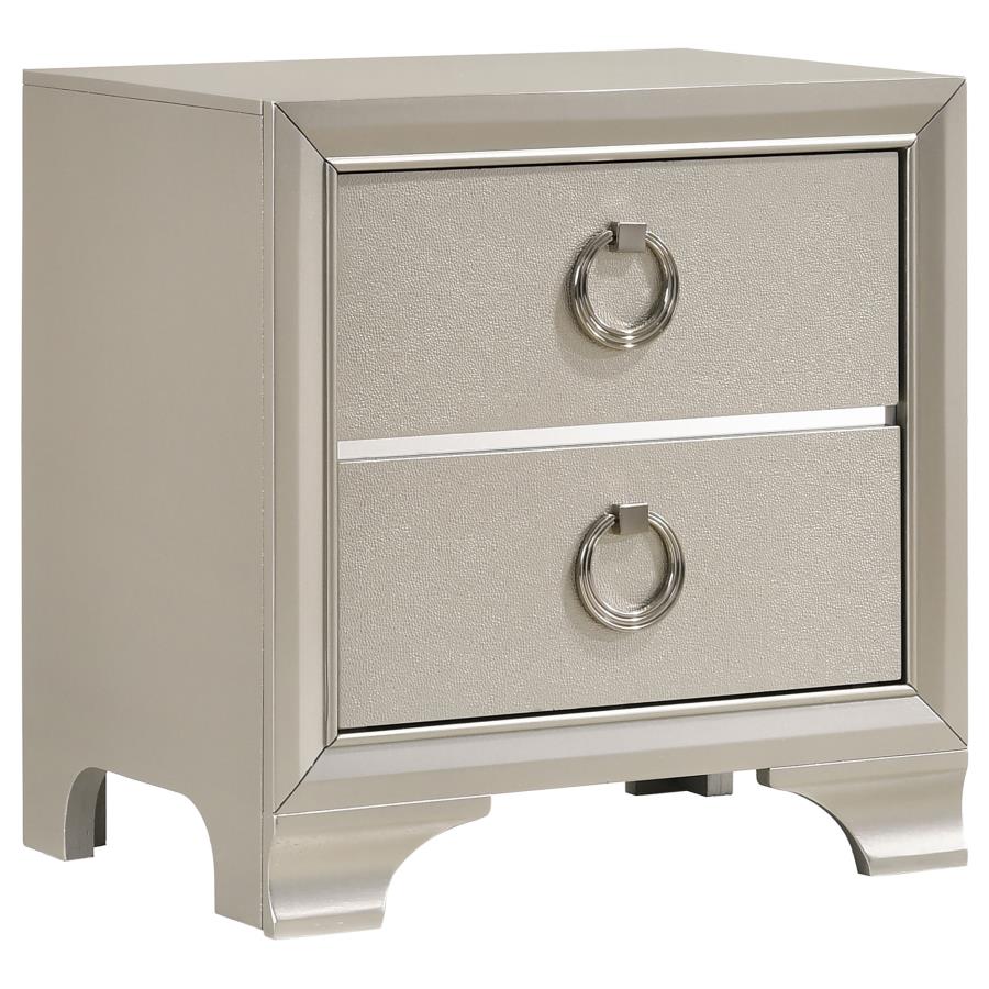 (image for) Salford 2-drawer Nightstand Metallic Sterling