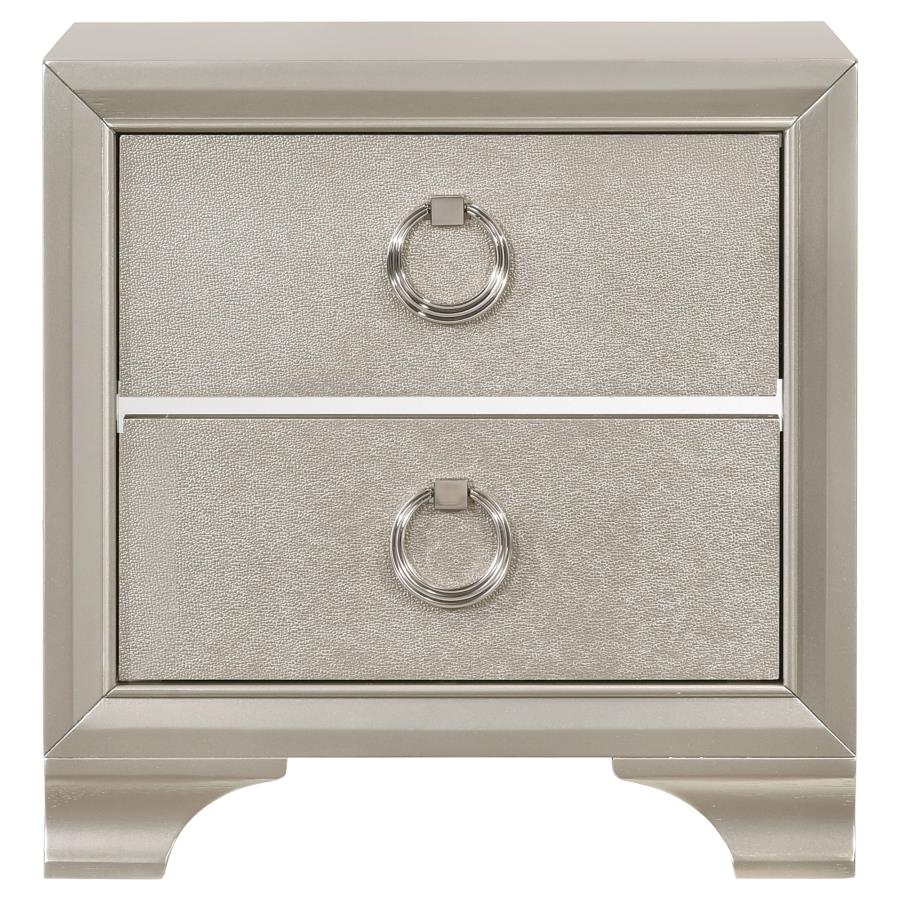 (image for) Salford 2-drawer Nightstand Metallic Sterling