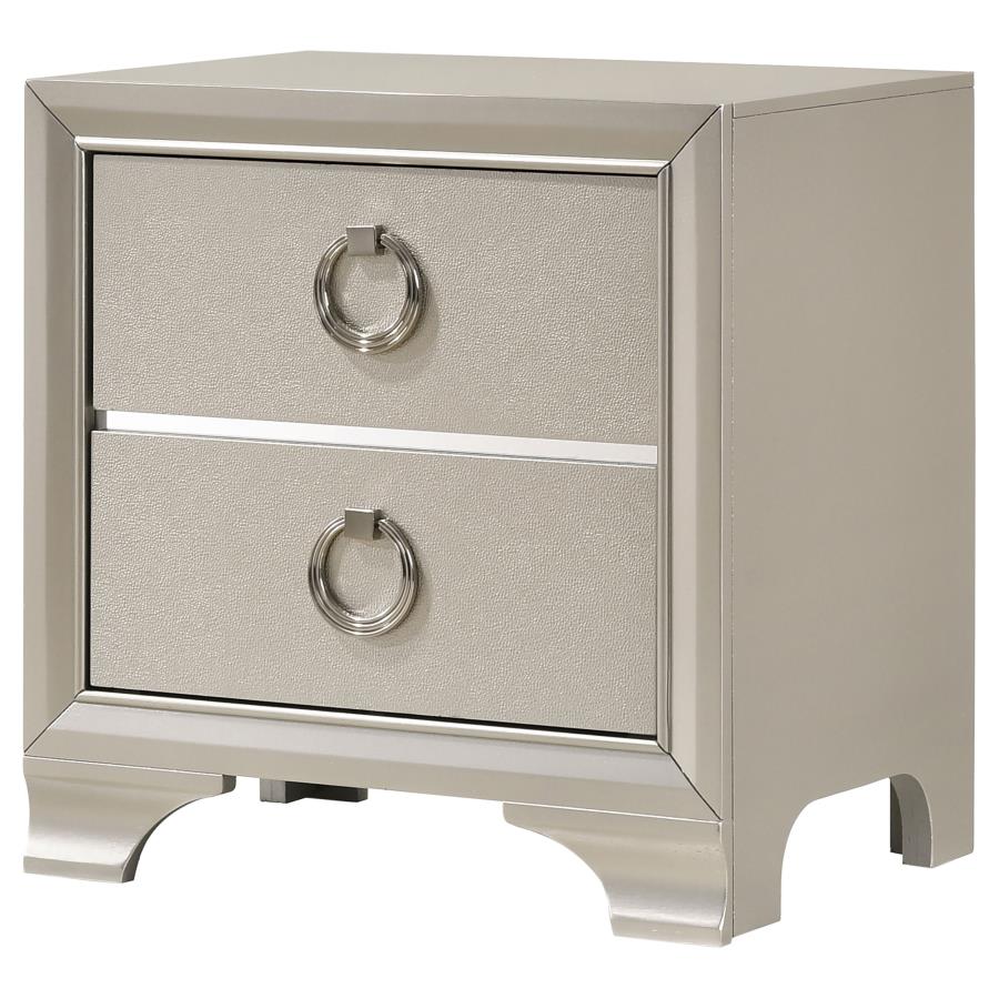 (image for) Salford 2-drawer Nightstand Metallic Sterling