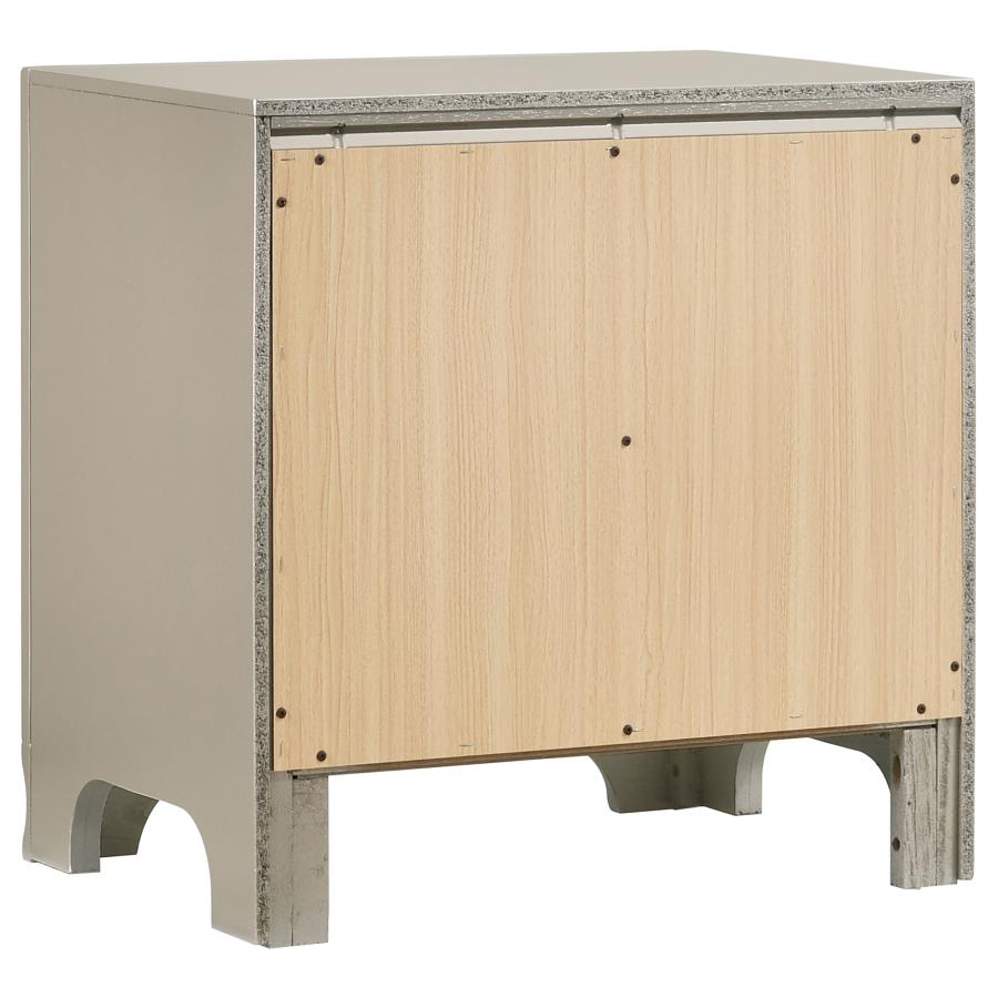 (image for) Salford 2-drawer Nightstand Metallic Sterling