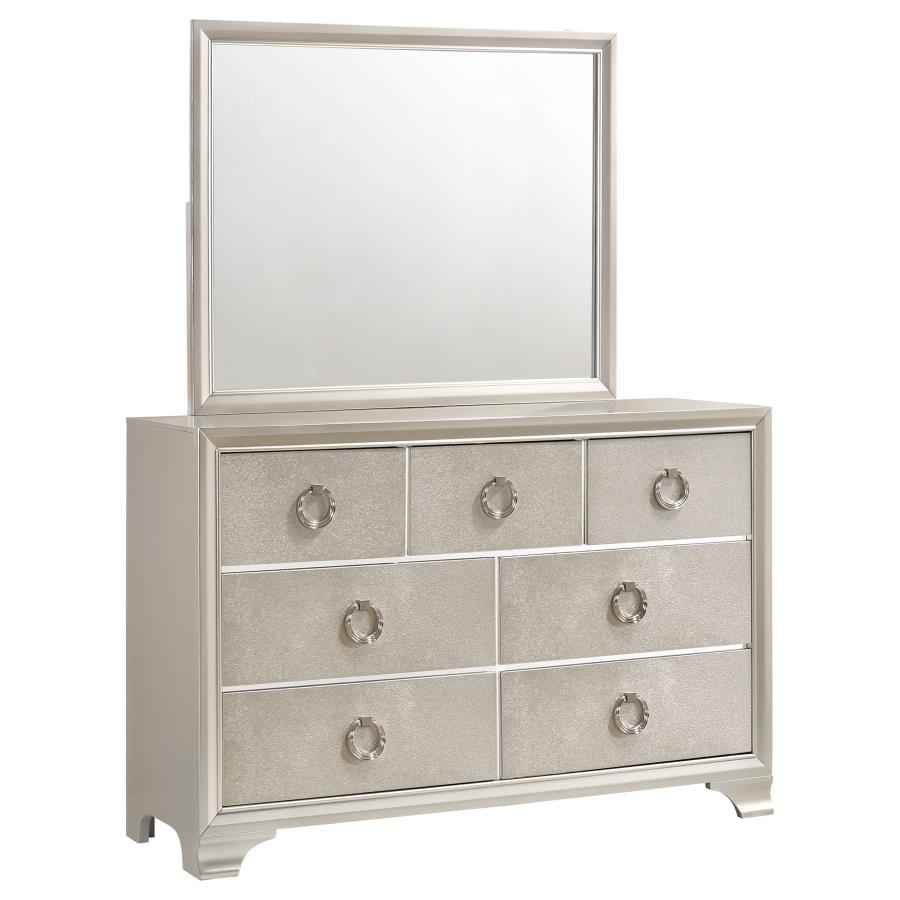 (image for) Salford 7-drawer Dresser with Mirror Metallic Sterling