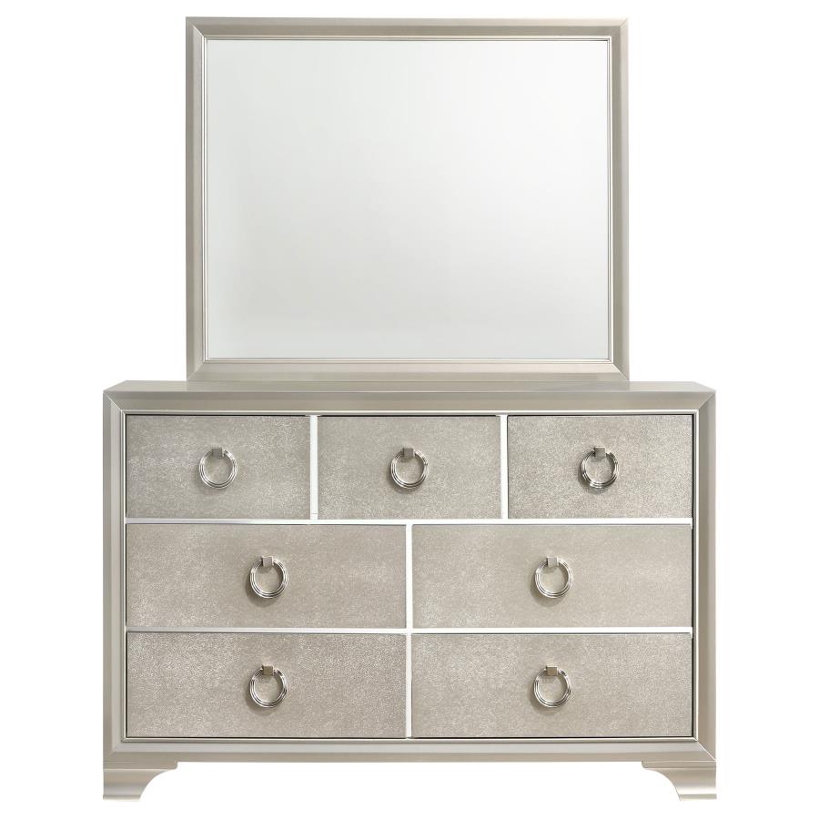 (image for) Salford 7-drawer Dresser with Mirror Metallic Sterling