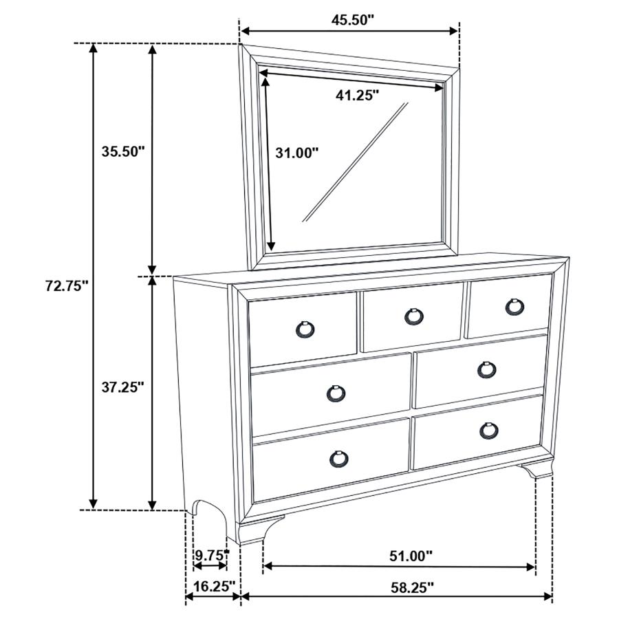 (image for) Salford 7-drawer Dresser with Mirror Metallic Sterling