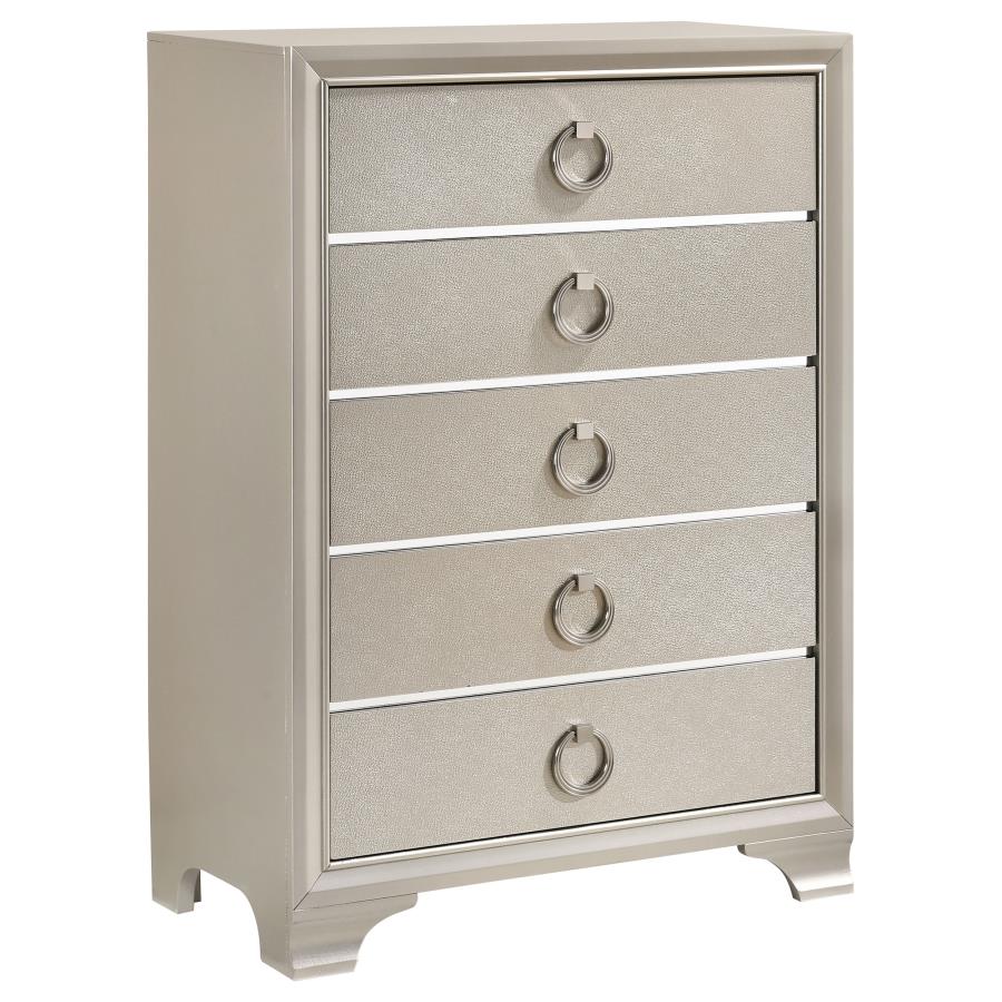 (image for) Salford 5-drawer Bedroom Chest Metallic Sterling