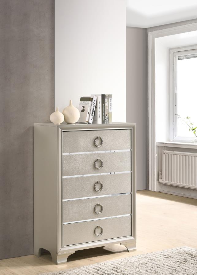 (image for) Salford 5-drawer Bedroom Chest Metallic Sterling