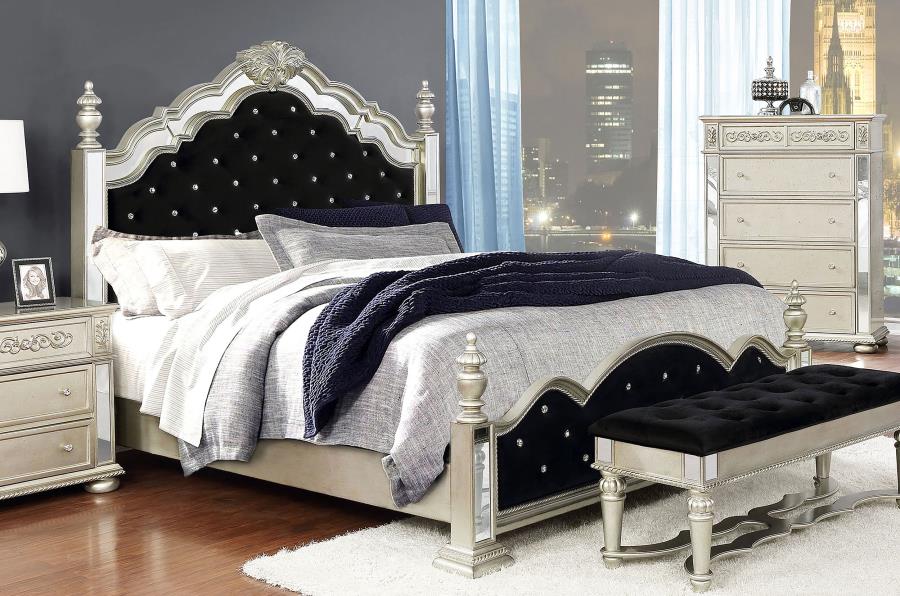 (image for) Heidi Wood Eastern King Poster Bed Metallic Platinum